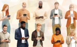 Diverse group of people using phones, representing multilingual AI recruiting